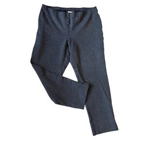 J Jill Ponte Slim Leg Pants Navy White Grid Check Petite Large Pull On Trousers